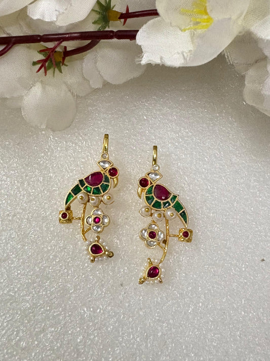 Peacock Inspired Kundan Earrings
