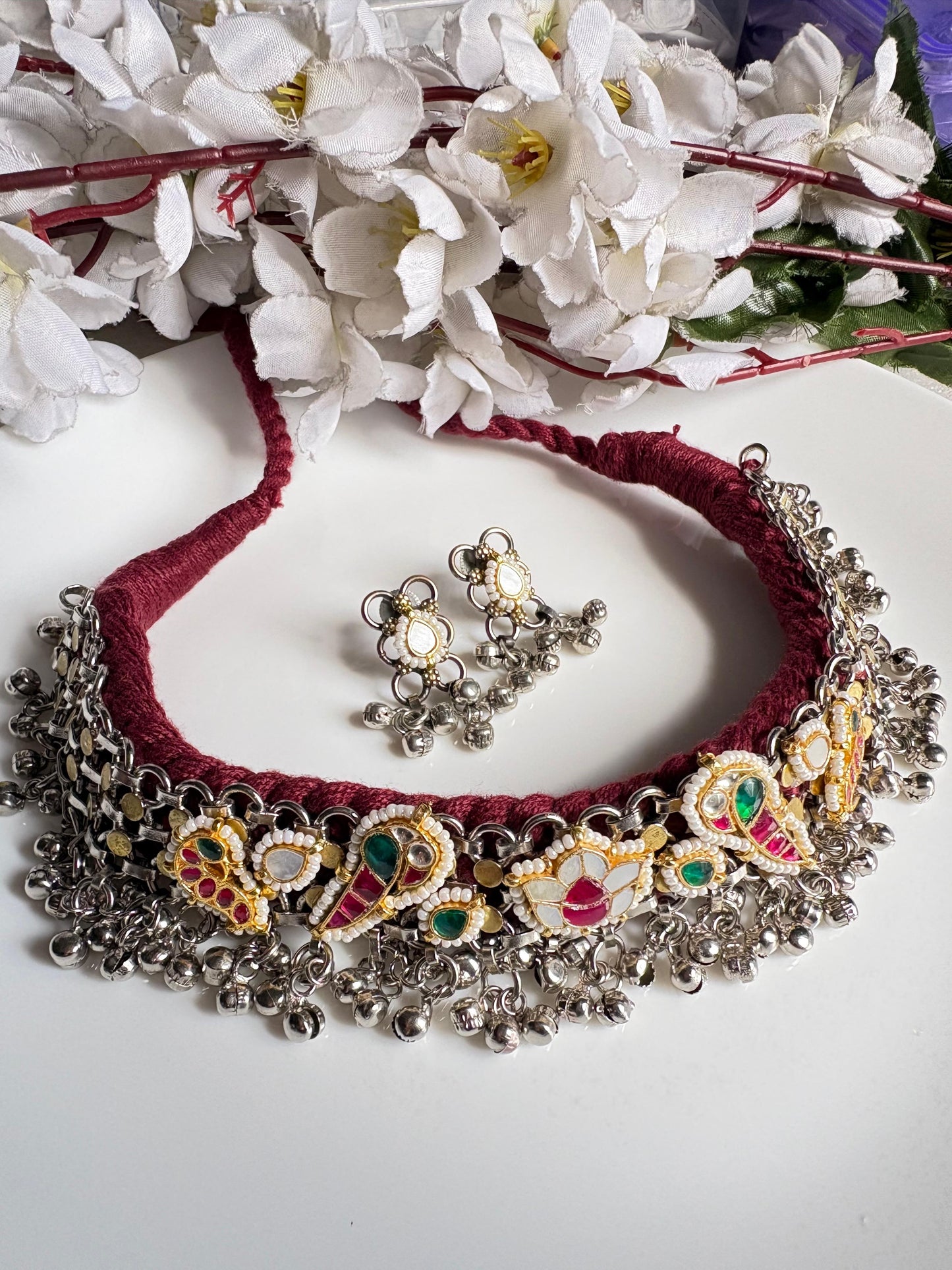 Vintage Kundan Oxidised Choker Set