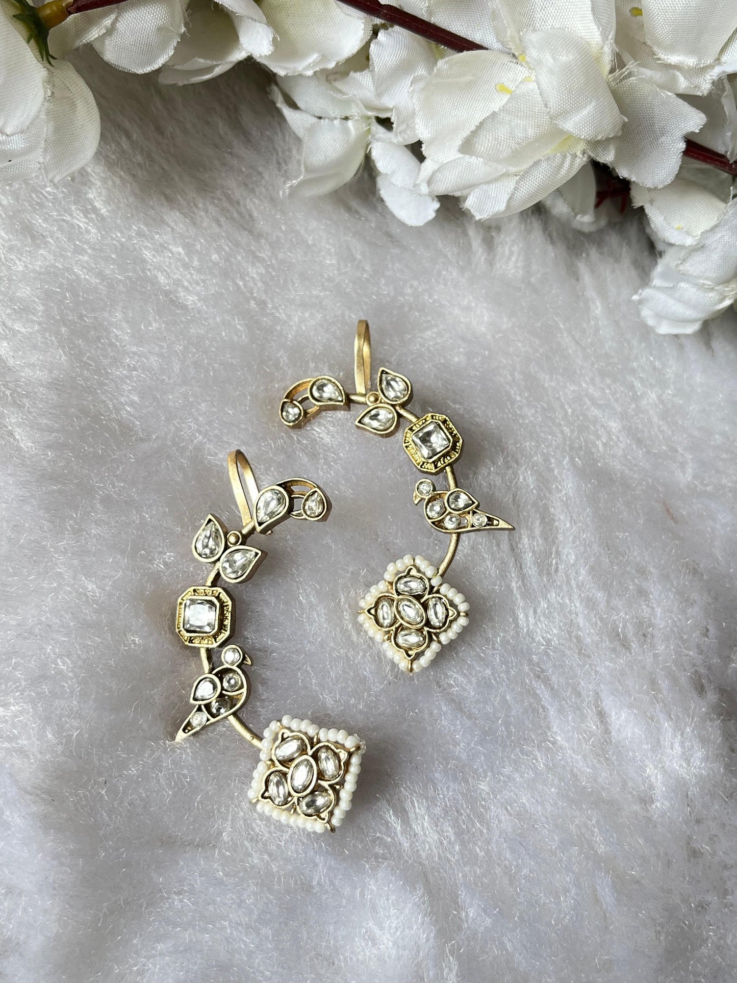 Antique Gold Kundan Pearl Earrings