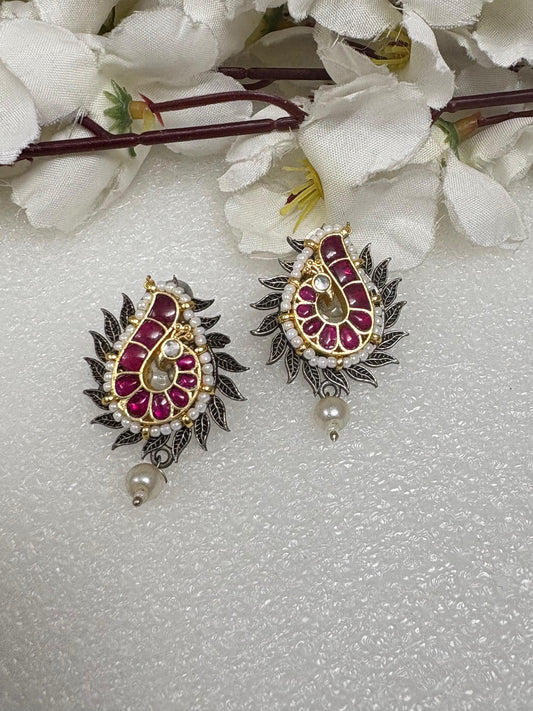 Peacock Inspired Kundan Meenakari Earrings