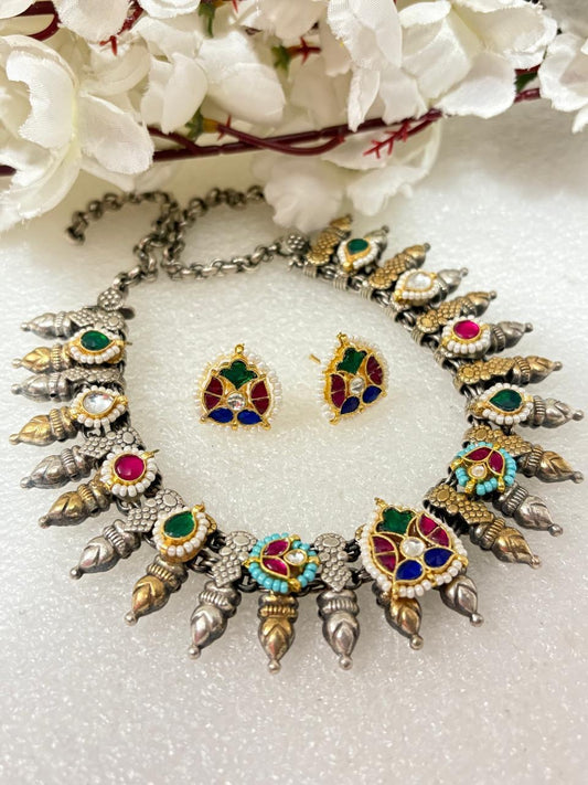 Ethnic Oxidised Choker & Earrings Combo