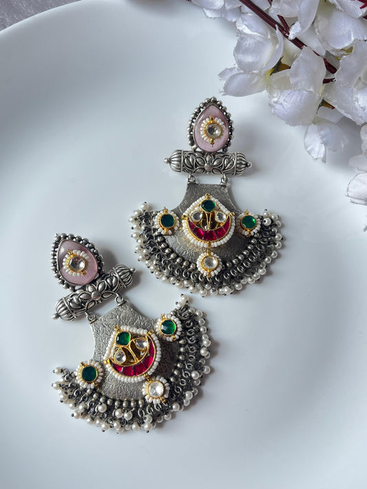 Ethnic Oxidised Chandbalis with Stones💖💖