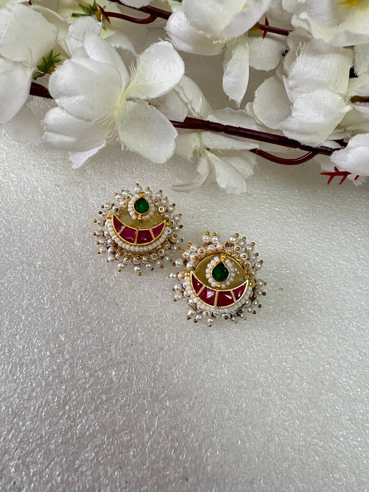 Royal Kundan Pearl Stud Earrings