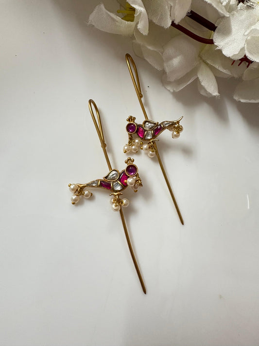 Kundan Meenakari Long Drop Earrings