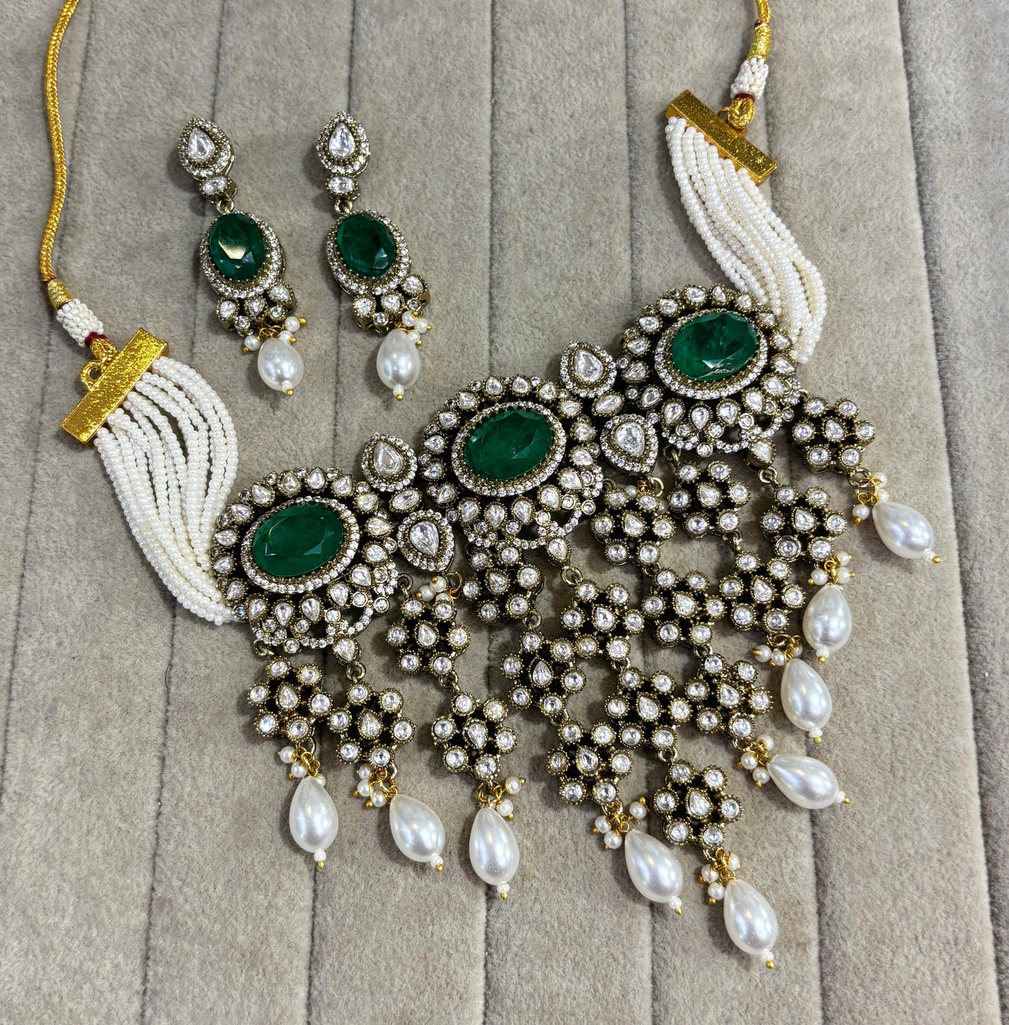 Royal Rajputana Green Pearl Choker