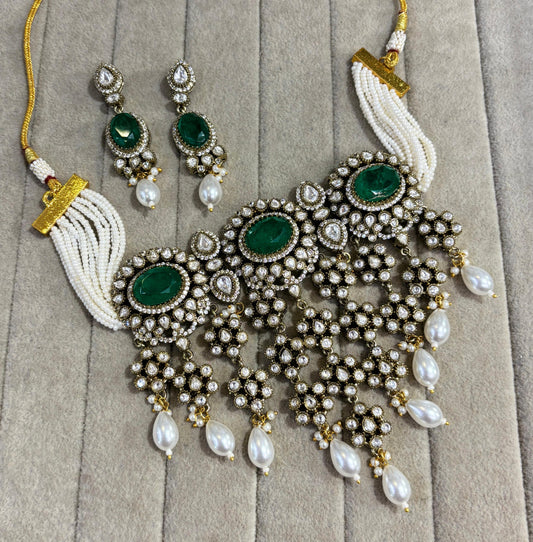 Royal Rajputana Green Pearl Choker
