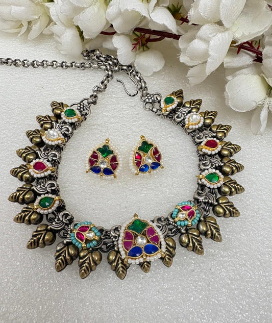 Ethnic Oxidised Choker & Earrings Combo