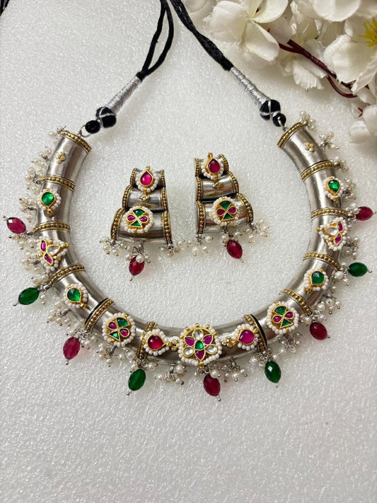 Handcrafted Oxidized Necklace & Earrings