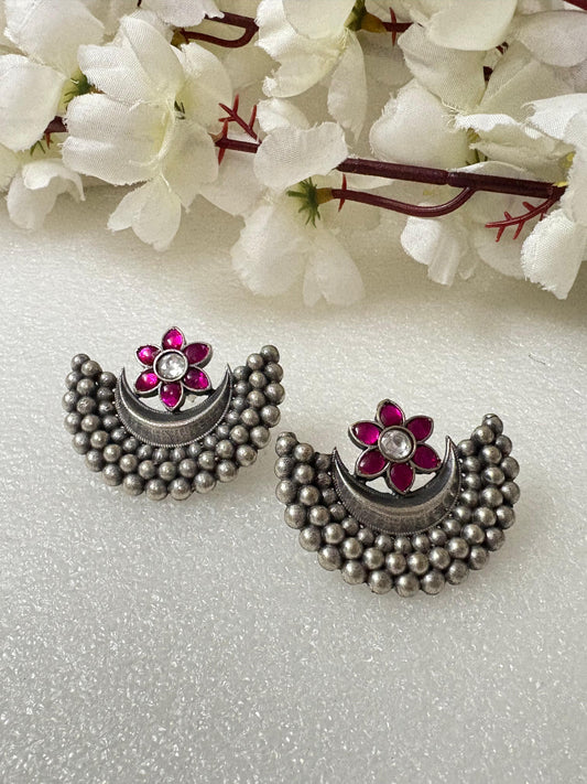 Half Moon Colorful  Oxidised Earrings