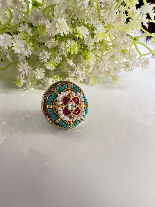Heritage Floral Kundan Ring