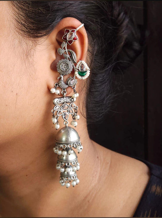 Rajwadi Triple Jhumka Earrings