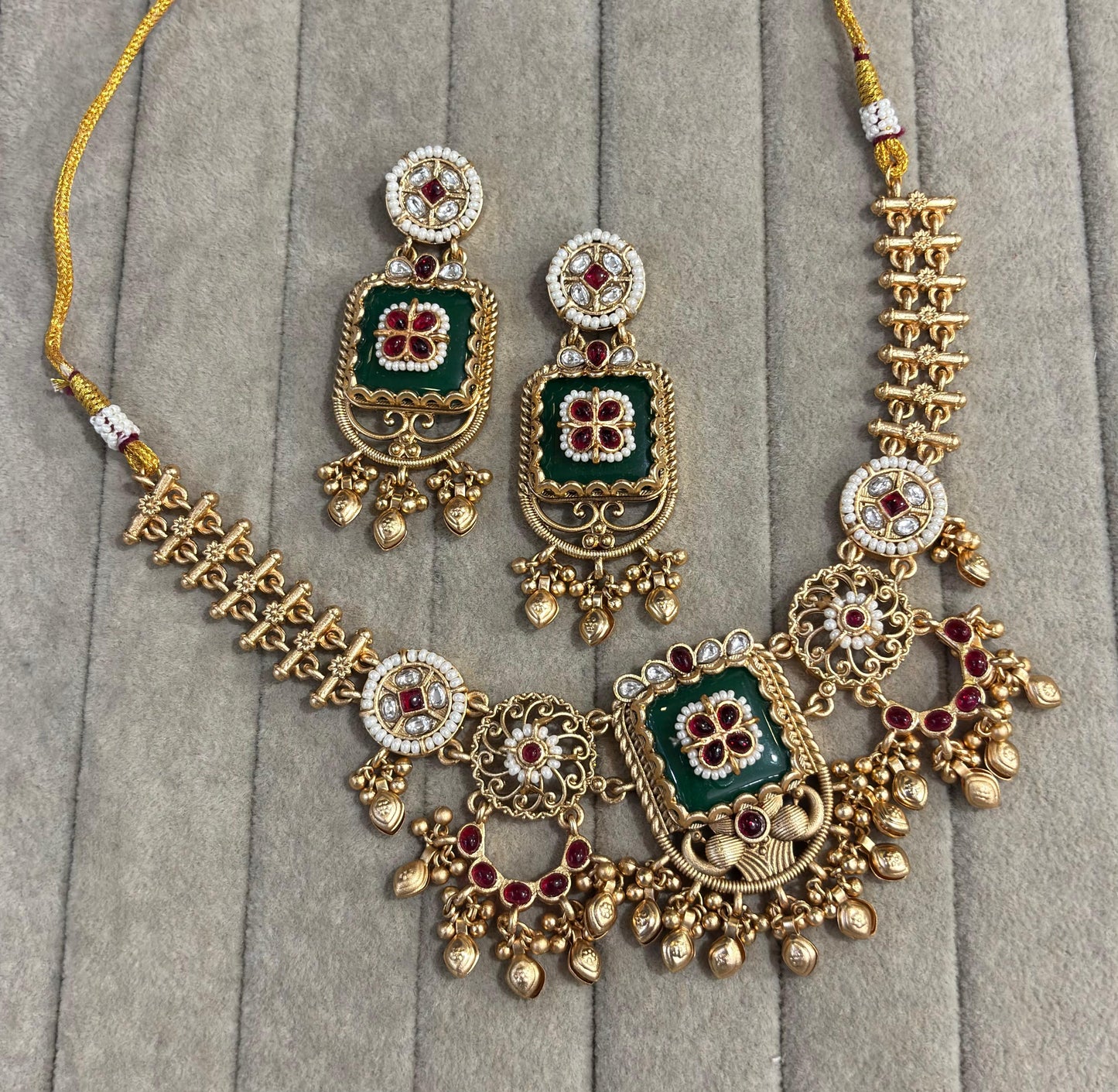 Vintage Inspired Temple Necklace with Matching Earrings