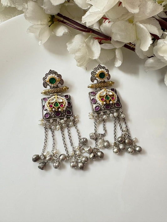 Traditional Pachi Kundan Earrings with Pearl Drops