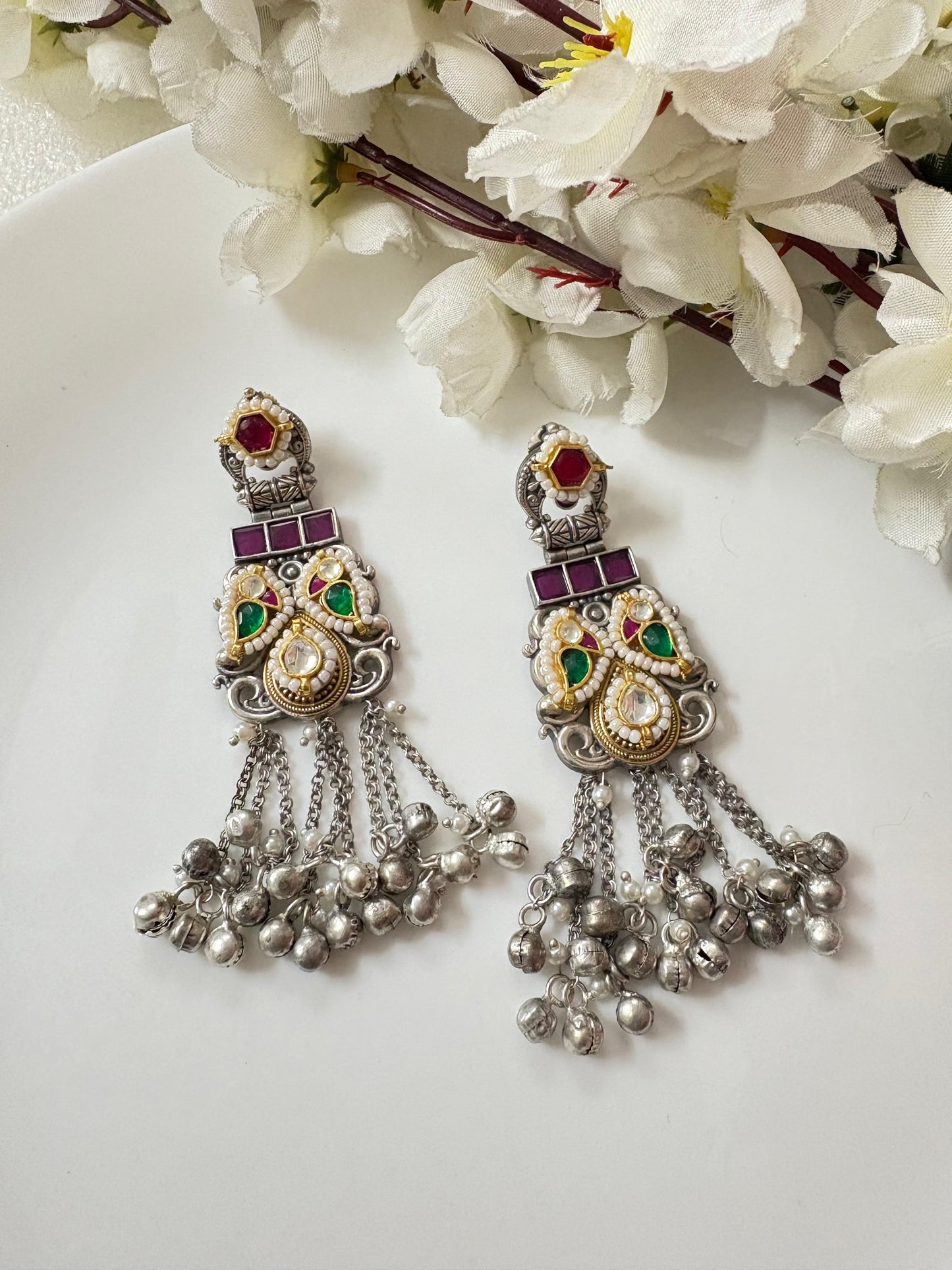 Handcrafted Pachi Kundan Jhumka Earrings