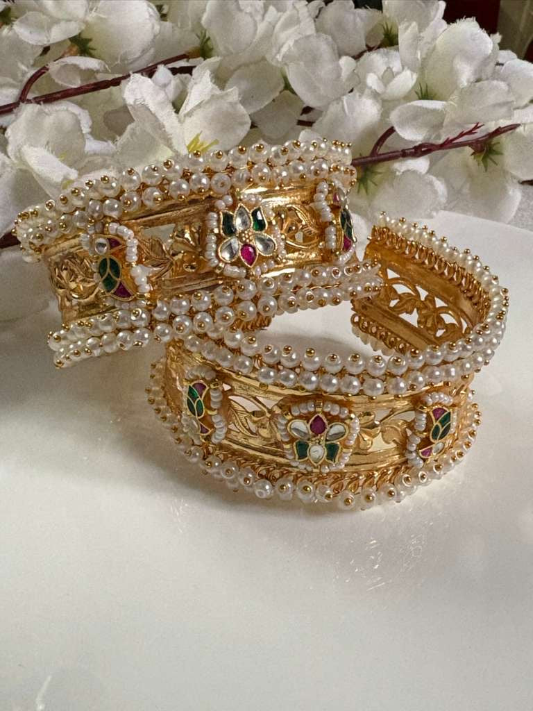 Traditional Polki Pearl Luxury Bangles