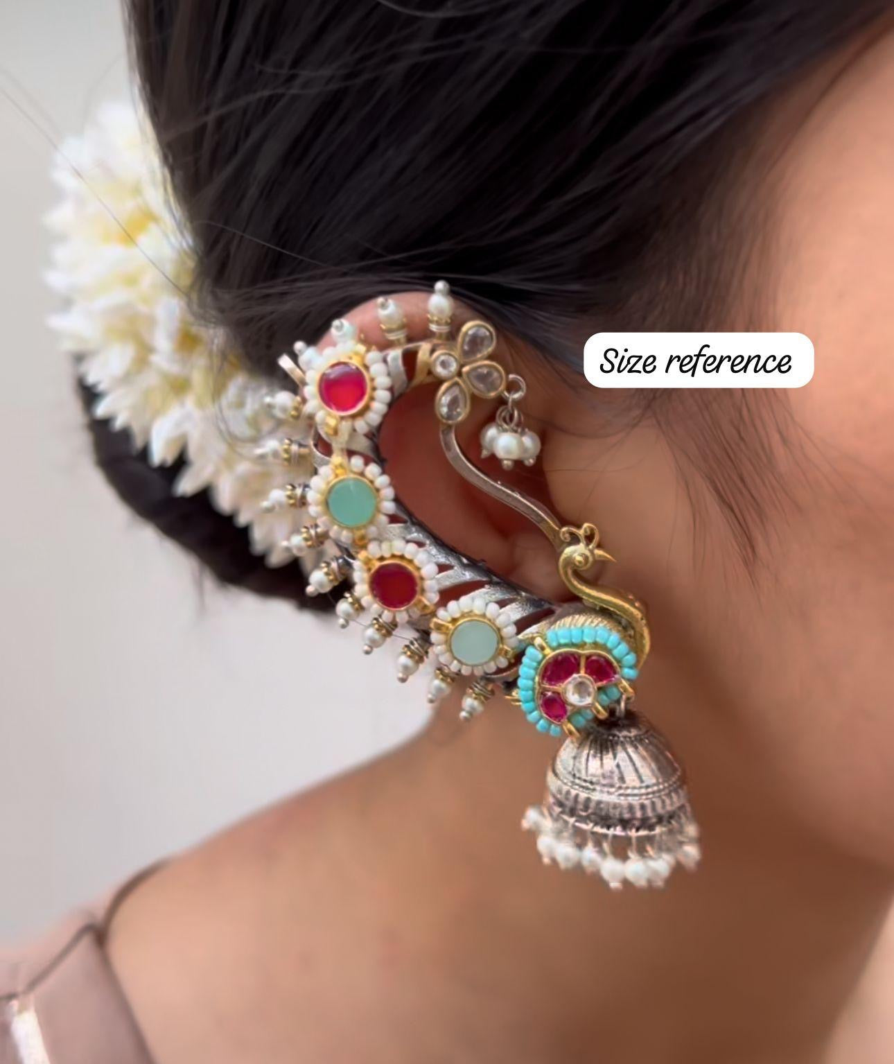 Traditional Meenakari Half Hoop Earrings