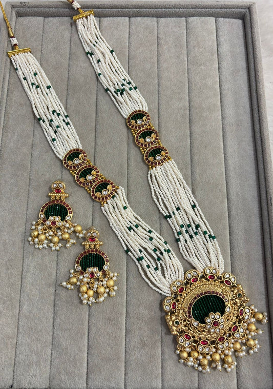 Royal Heritage Kundan Pearl Long Necklace Set