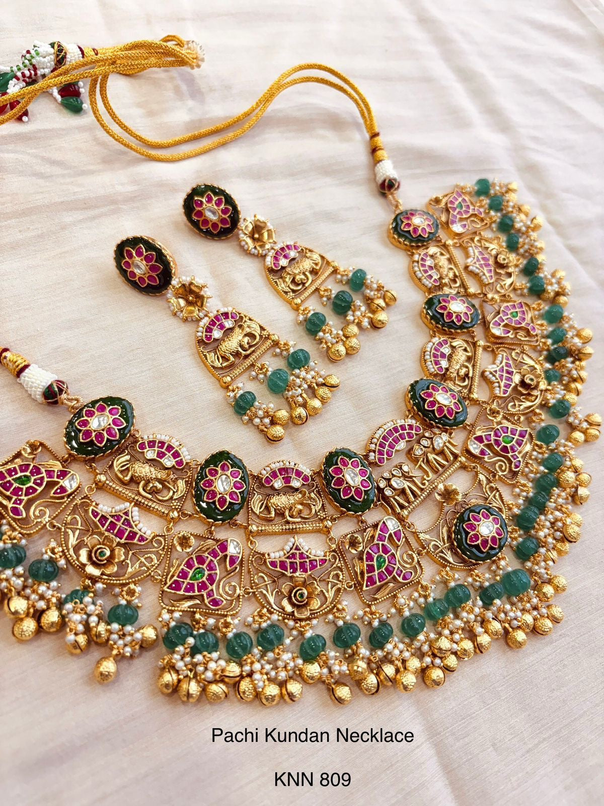 Rajwada Pachi Kundan Statement Necklace Set