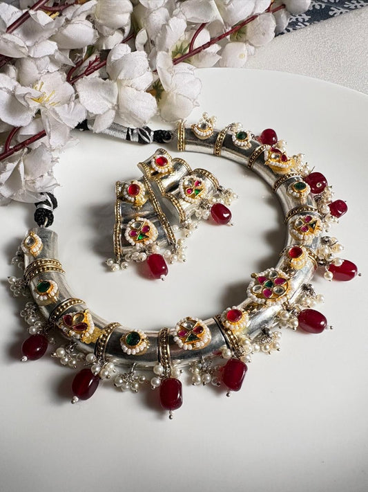 Rajwada Kundan Oxidised Set