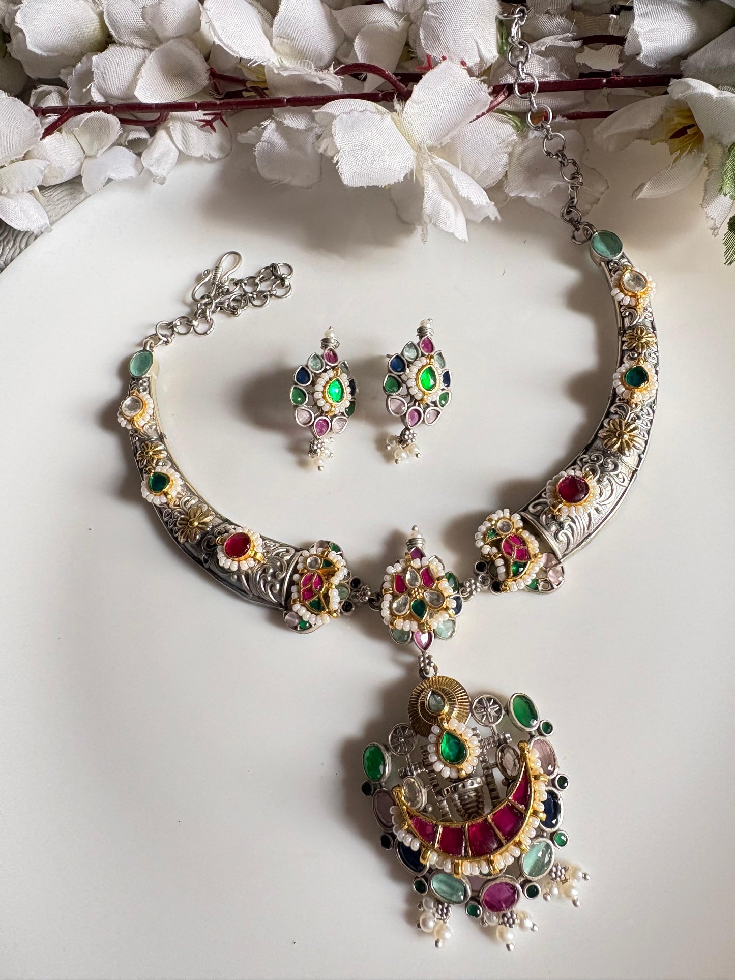 Heritage Kundan Chandbali Pendant Set