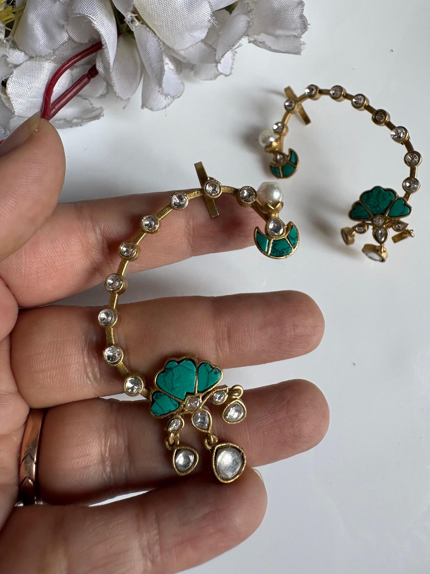 Floral Silver Bloom Earcuffs