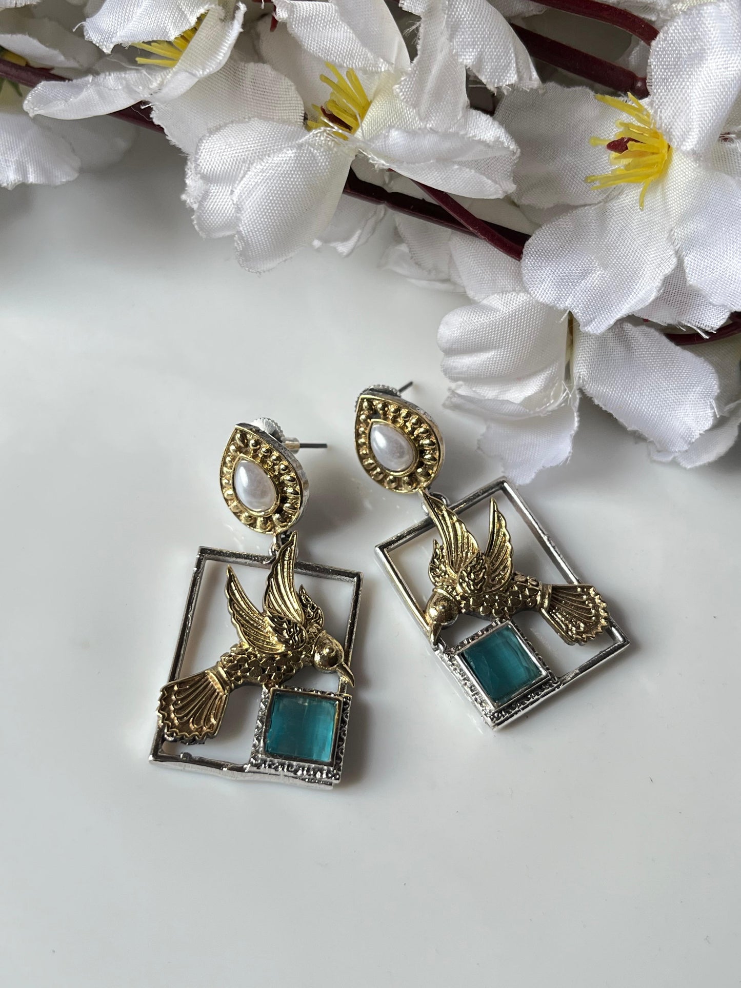 Artistic Bird Motif Statement Earrings