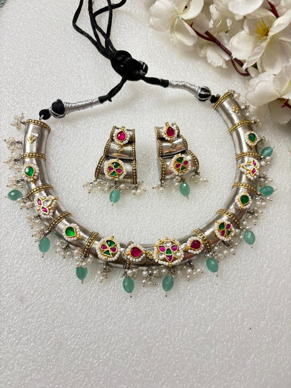 Handcrafted Oxidized Necklace & Earrings