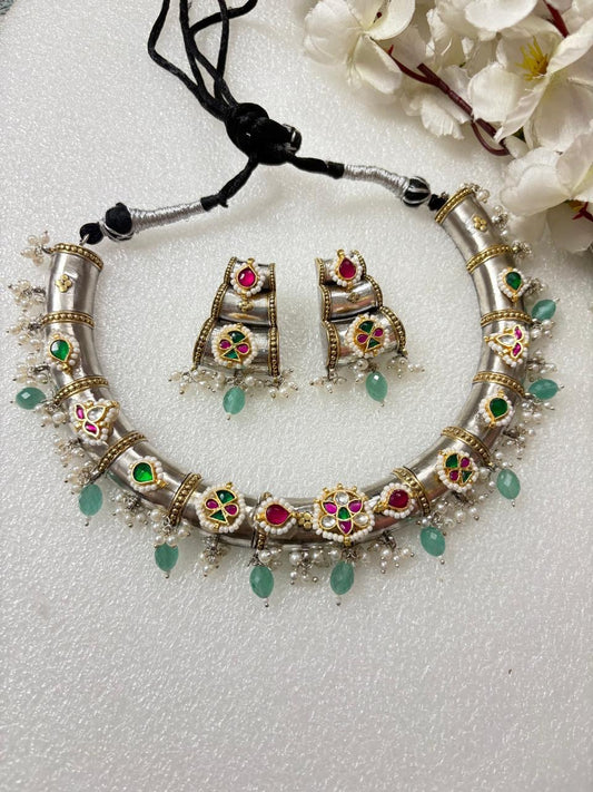 Handcrafted Oxidized Necklace & Earrings