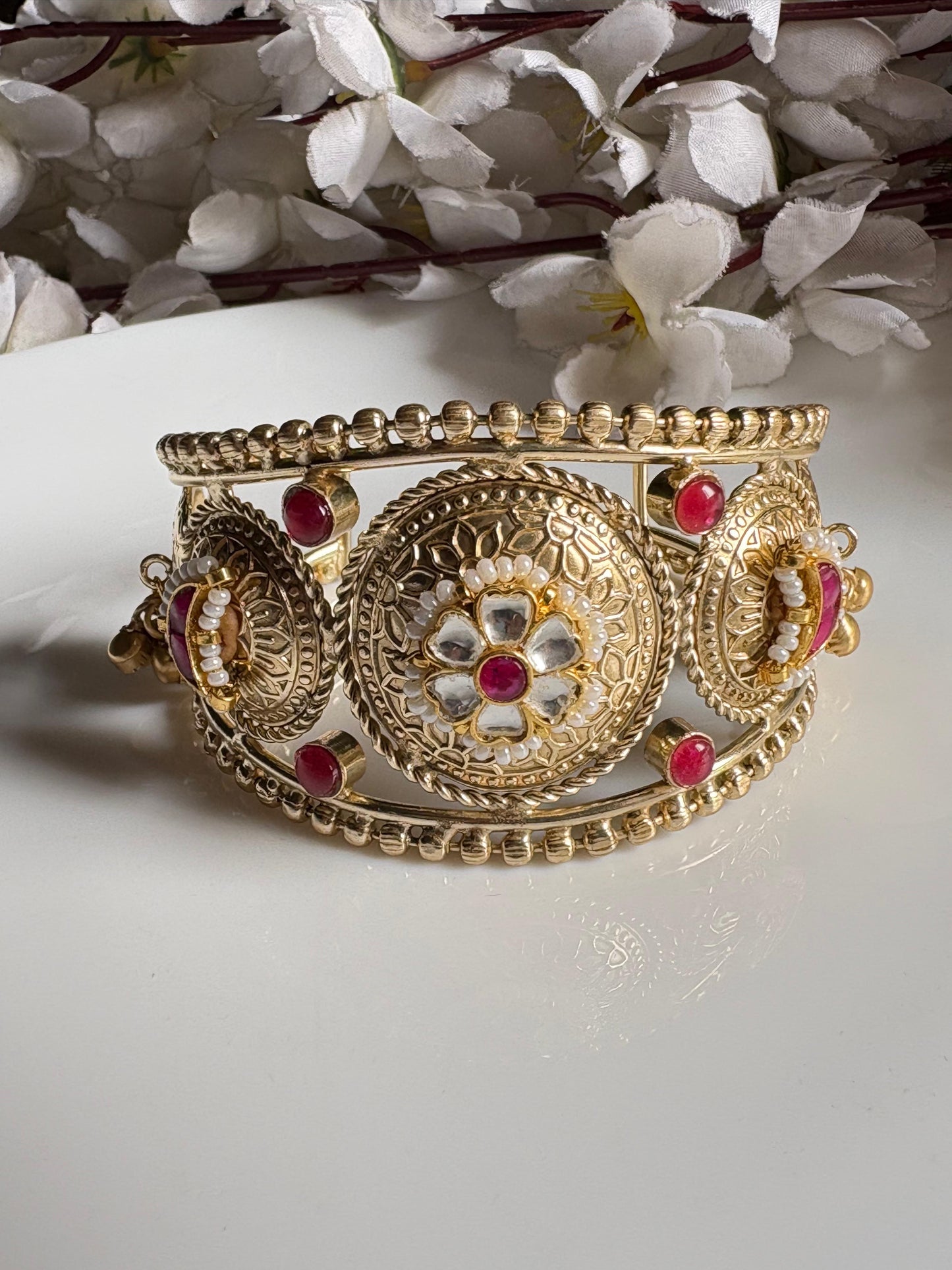 Traditional Polki Golden kundan handcuffs