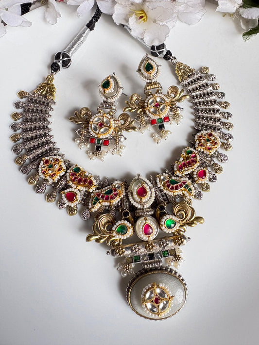 Heritage Oxidized Kundan Choker Set