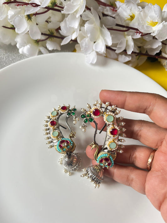 Traditional Meenakari Half Hoop Earrings
