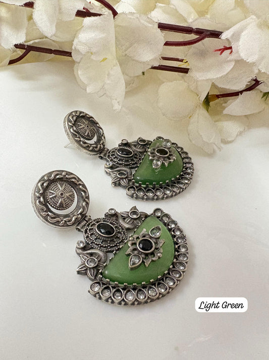 Floral Motif Oxidized Stud Earrings