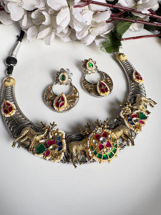 Rajwada Pachi Kundan Statement Necklace Set
