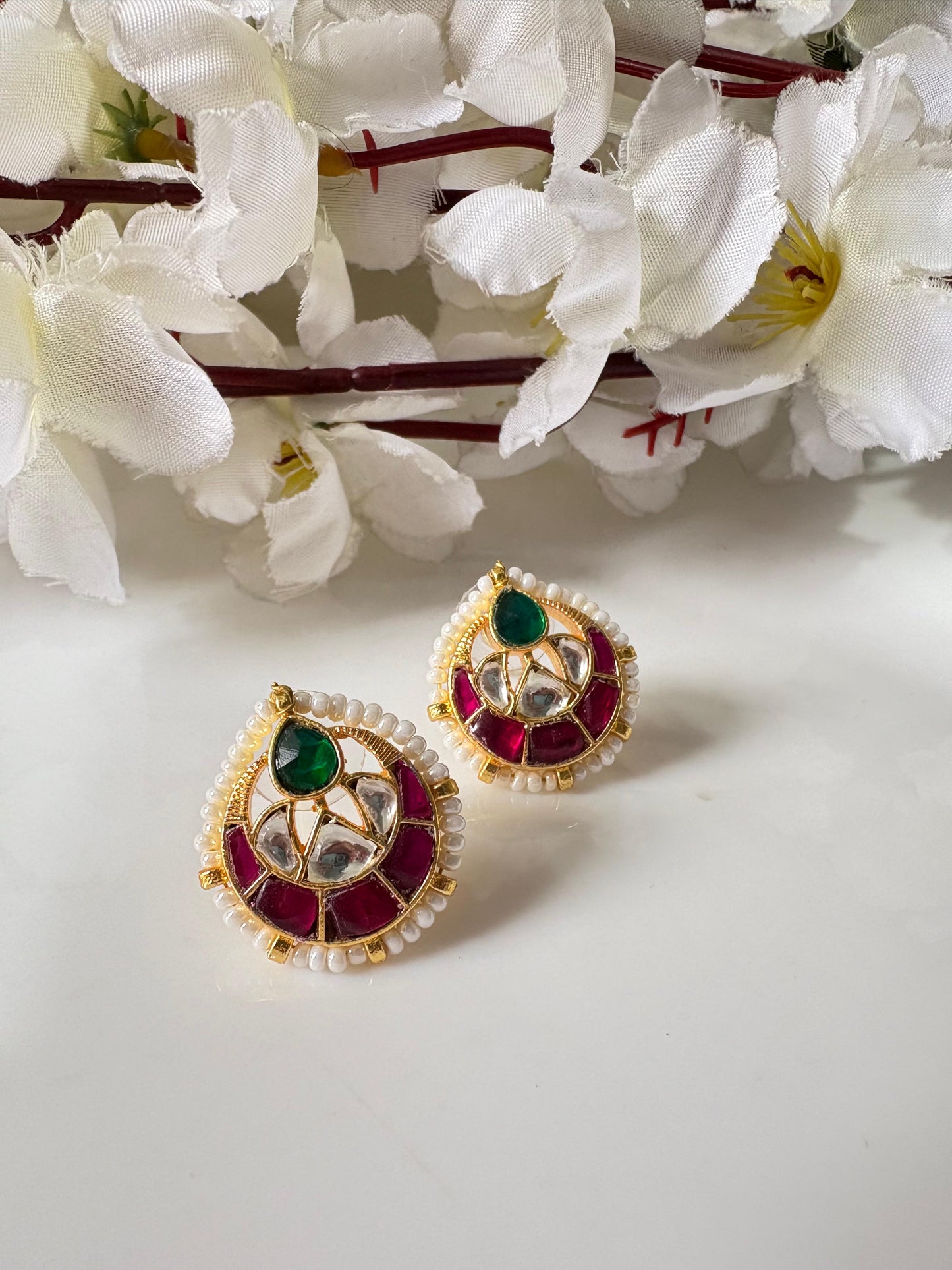Multicolor Meenakari Kundan Studs🦋🦋