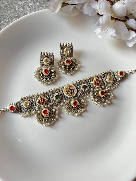 Rajwada Charm: Antique Oxidised Heritage Set🥰🥰