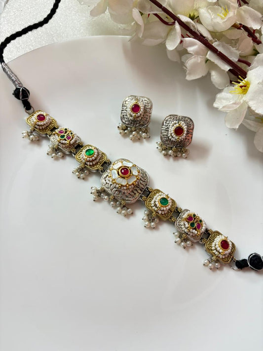 Royal Kundan Choker with Meenakari Detailing