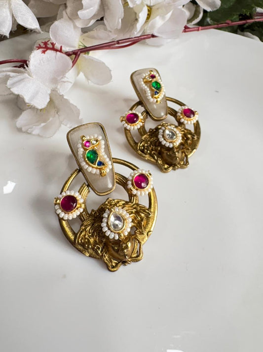 Golden Heritage Multicolour Stone Earrings