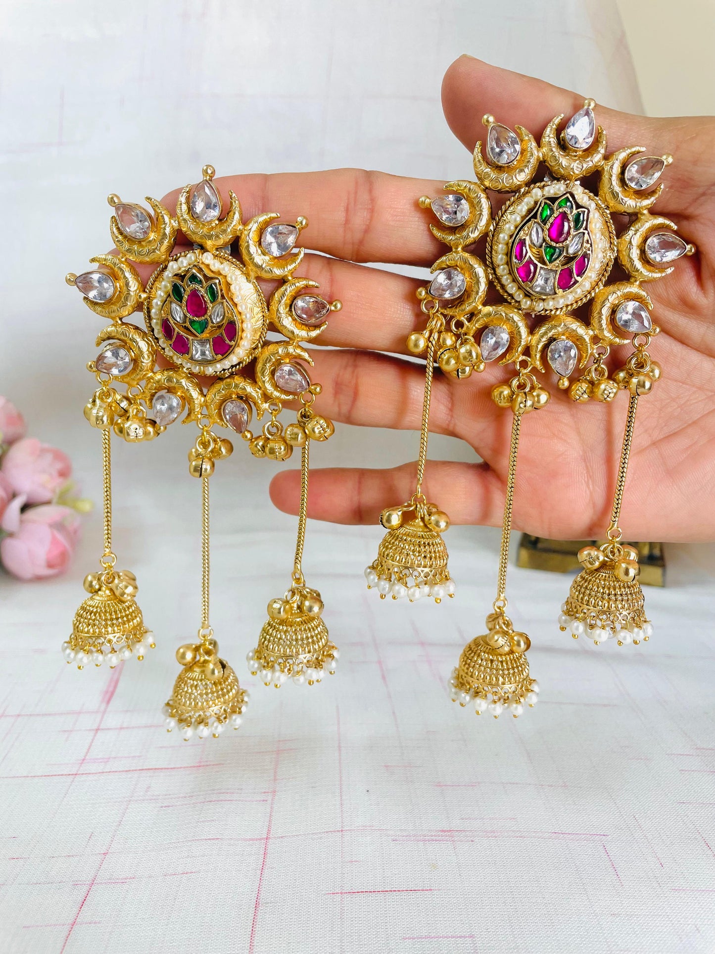 Gold-Plated Pachi Kundan Jhumka