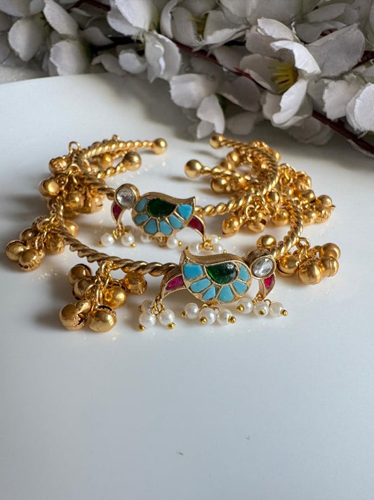 Maharani Bird Motif Kundan Bangles