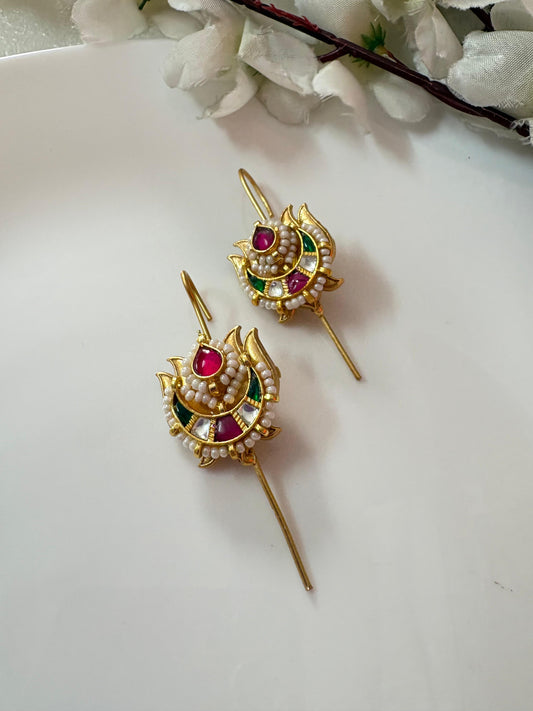Royal Glow Fusion Gold Matt Needle Kundan Set