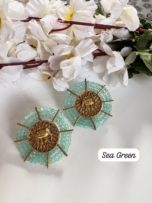 Green Heritage elephant Stud Earrings