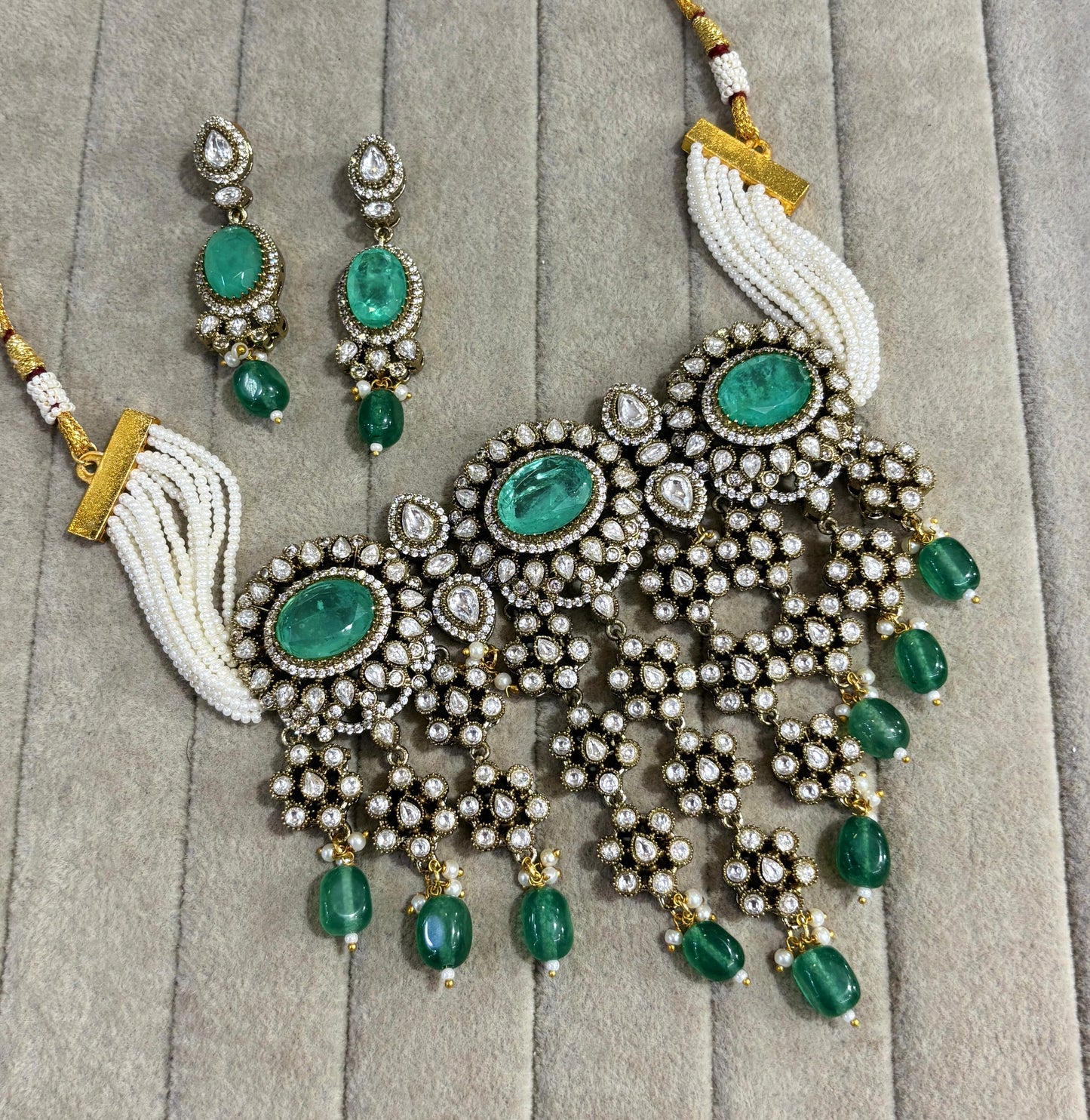 Royal Rajputana Mint Green Pearl Choker