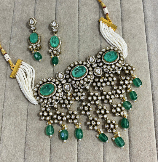 Royal Rajputana Mint Green Pearl Choker