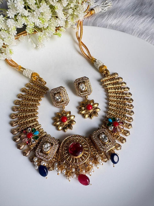 MULTICOLOR KUNDAN FESTIVE SET