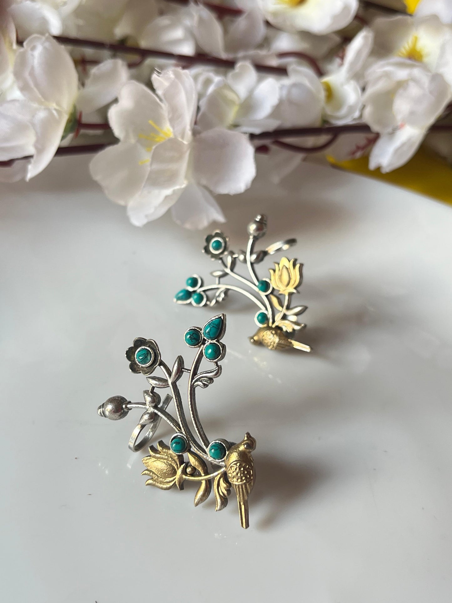 Floral Fusion Combo" – A perfect blend of turquoise, ruby & silver charm.