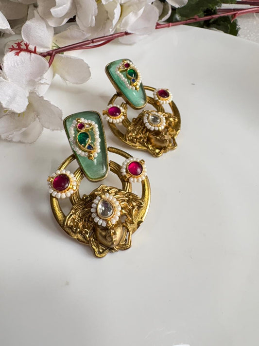 Vintage Maharani Gold-Plated Earrings