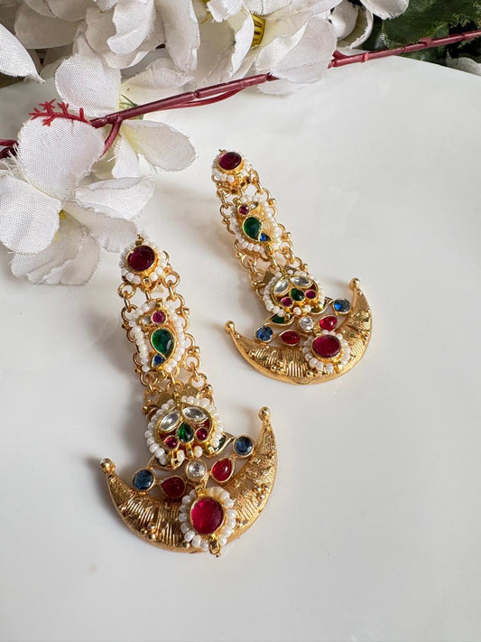 Heritage Multicolour Moon Drop Earrings