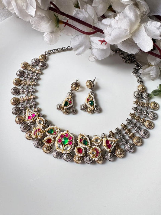 Noor Heritage Dual Tone Kundan Necklace Set