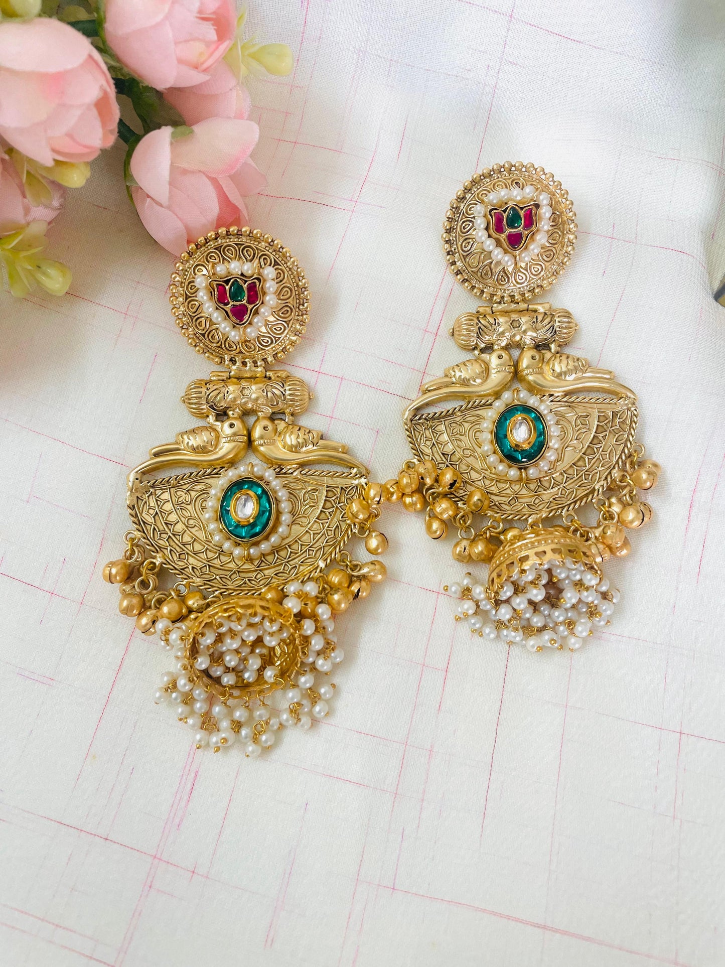 Floral and Pearl Lotus Jhumka⭐️⭐️