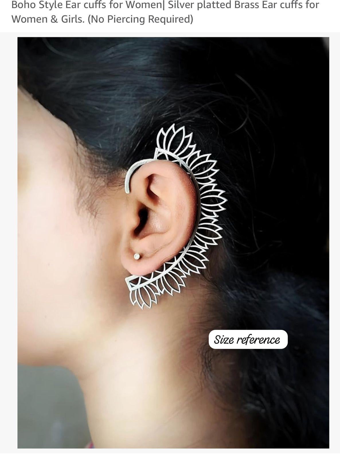 Leaf Design Silver Oxidised Statement Earrings